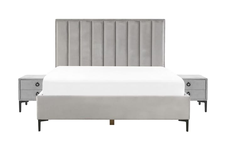 Sovrumsset dubbelsäng 180x200 cm grå SEZANNE - Grå - Möbler - Säng - Komplett sängpaket