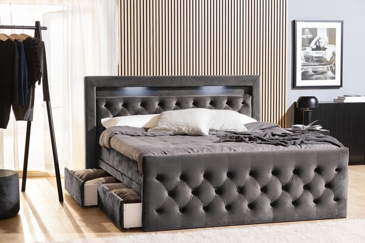 Altaneira Sängpaket 180x200 med Lådförvaring - Mörkgrå - Möbler - Säng - Säng med förvaring