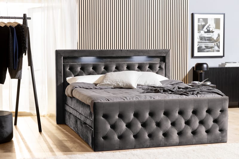 Altaneira Sängpaket 180x200 med Lådförvaring - Mörkgrå - Möbler - Säng - Säng med förvaring