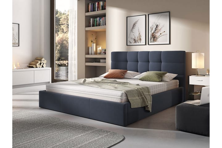 Förvaringssäng Arellano 140x200 cm - Mörkblå - Möbler - Säng - Säng med förvaring