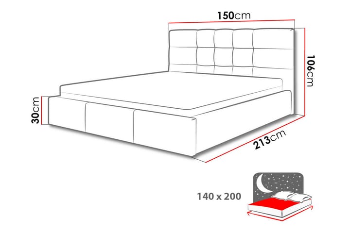 Förvaringssäng Arellano 140x200 cm - Svart - Möbler - Säng - Säng med förvaring