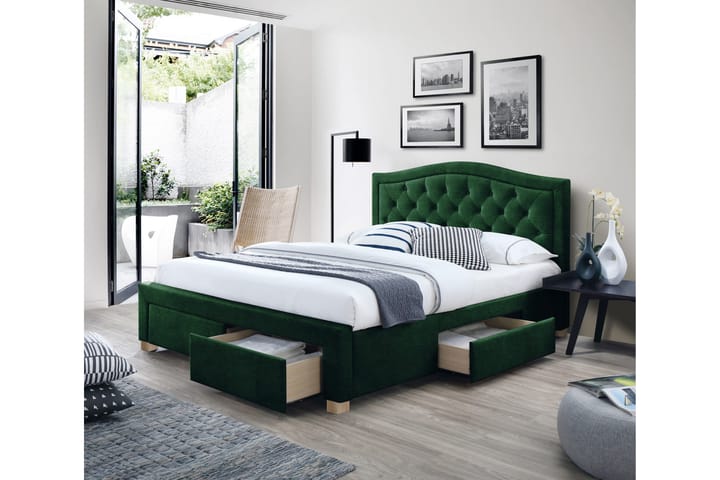 Förvaringssäng Gollara 160x200 cm - Grön - Möbler - Säng - Kontinentalsäng