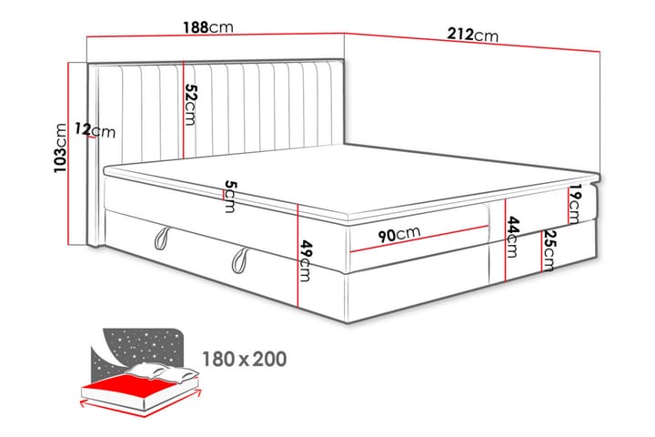 Förvaringssäng HARMONY 180x200 - Beige - Möbler - Säng - Säng med förvaring