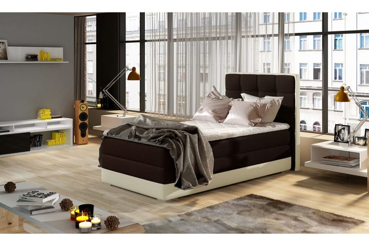 Förvaringssäng Konshens 90x200 cm Vänster - Brun|Beige - Möbler - Säng - Säng med förvaring