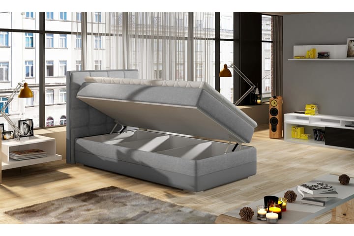 Förvaringssäng Konshens 90x200 cm Vänster - Grå|Svart - Möbler - Säng - Säng med förvaring