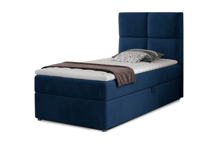 Förvaringssäng Lomagna 90x200 cm Rutad - Blå - Möbler - Säng - Säng med förvaring - Enkelsäng med förvaring