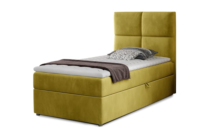 Förvaringssäng Lomagna 90x200 cm Rutad - Gul - Möbler - Säng - Säng med förvaring - Enkelsäng med förvaring