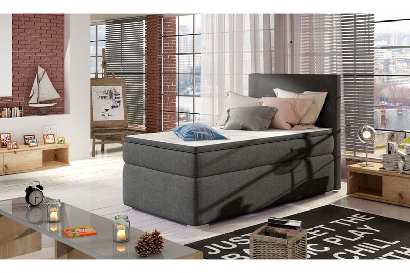 Förvaringssäng Ypas 90x200 cm Vänster - Grå - Möbler - Säng - Komplett sängpaket
