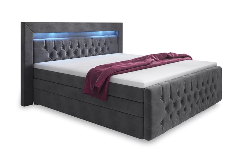 Komplett Sängpaket Celio Lyx 160x200 LED-belysning - Grå/Sammet - Möbler - Soffa - Howardsoffa