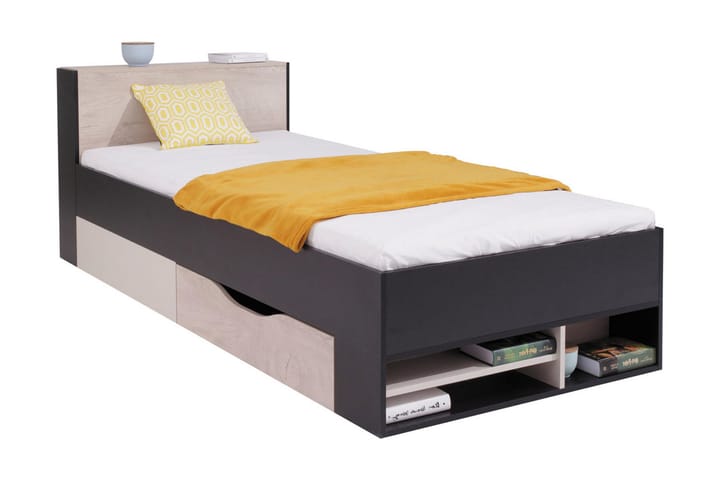 Säng Betulia 94x224 cm - Svart/Natur/Beige - Möbler - Säng - Säng med förvaring