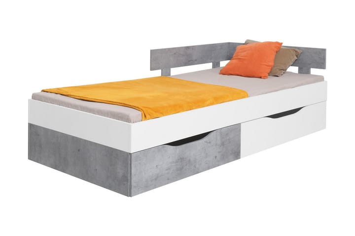 Säng Indora 124x204 cm - Vit/Grå - Möbler - Säng - Säng med förvaring