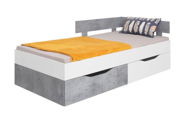 Säng Indora 94x204 cm - Vit/Grå - Möbler - Säng - Säng med förvaring