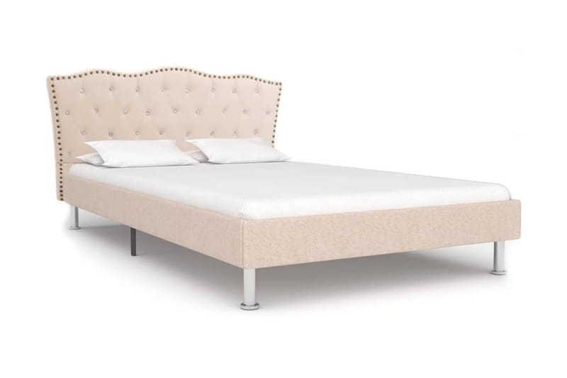Sängram beige tyg 120x200 cm - Beige - Möbler - Bord & matgrupp - Avlastningsbord & sidobord - Sängbord & nattduksbord