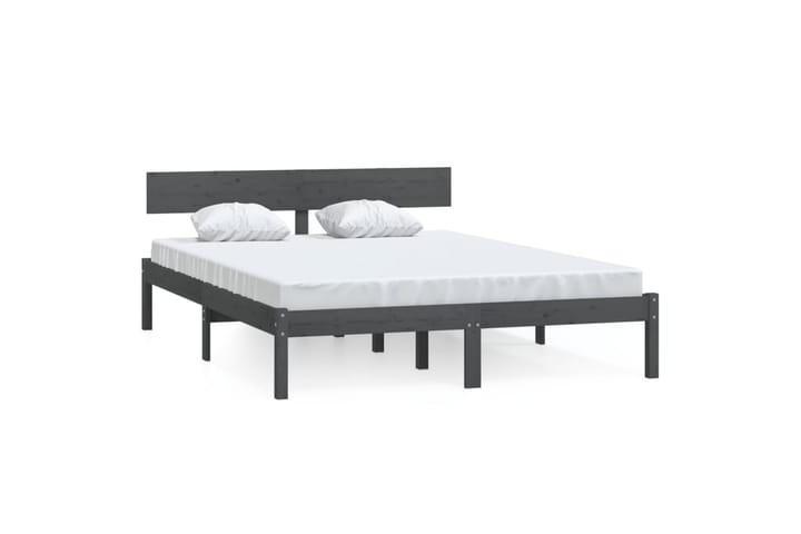 Sängram grå massiv furu 150x200 cm - Grå - Möbler - Säng - Sängram & sängstomme
