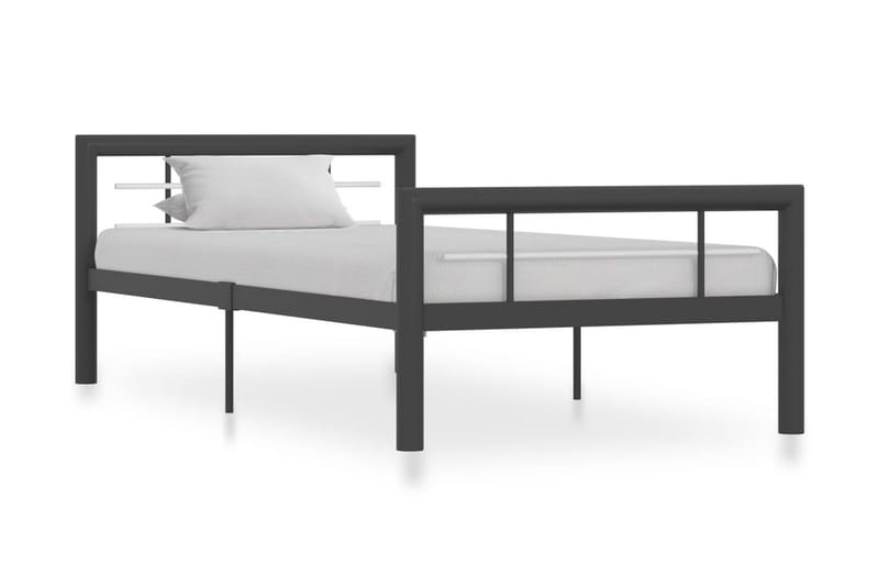 Sängram grå och vit metall 100x200 cm - Grå - Möbler - Säng - Sängram & sängstomme