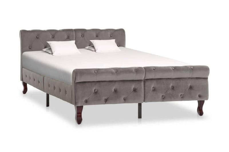 Sängram grå sammet 120x200 cm - Grå - Möbler - Säng - Sängram & sängstomme