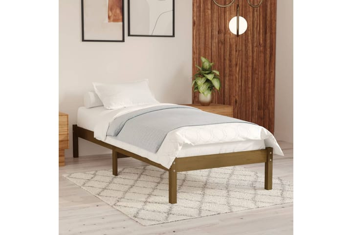 Sängram honungbrun massiv furu 75x190 cm - Brun - Möbler - Säng - Sängram & sängstomme