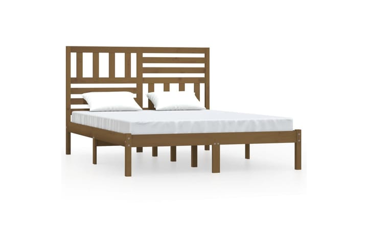 Sängram honungsbrun massivt furu 135x190 cm dubbel - Brun - Möbler - Säng - Sängram & sängstomme