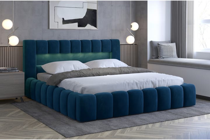 Sängram Lacolle 140x200 cm - Blå - Möbler - Säng - Sängram & sängstomme