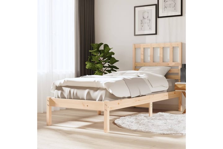 Sängram massivt furu 100x200 cm enkelsäng - Brun - Möbler - Säng - Sängram & sängstomme