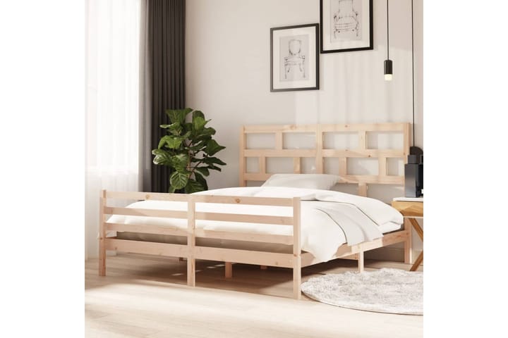 Sängram massivt trä 180x200 cm - Brun - Möbler - Säng - Sängram & sängstomme