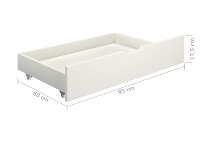 Sängram med 2 lådor vit massiv furu 90x200 cm - Vit - Möbler - Säng - Sängram & sängstomme