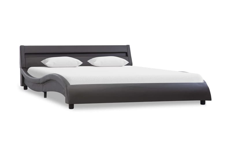 Sängram med LED grå konstläder 160x200 cm - Grå - Möbler - Säng - Sängram & sängstomme