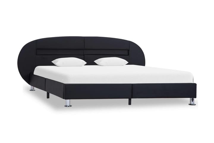 Sängram med LED svart konstläder 180x200 cm - Svart - Möbler - Säng - Sängram & sängstomme