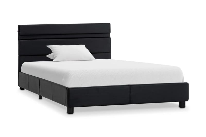 Sängram med LED svart konstläder 90x200 cm - Svart - Möbler - Säng - Sängram & sängstomme