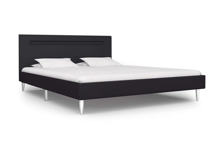 Sängram med LED svart tyg 140x200 cm - Svart - Möbler - Säng - Sängram & sängstomme