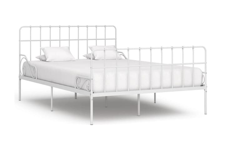Sängram med ribbotten vit metall 120x200 cm - Vit - Möbler - Säng - Sängram & sängstomme