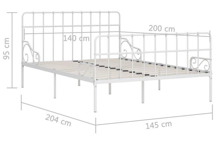 Sängram med ribbotten vit metall 140x200 cm - Vit - Möbler - Säng - Sängram & sängstomme