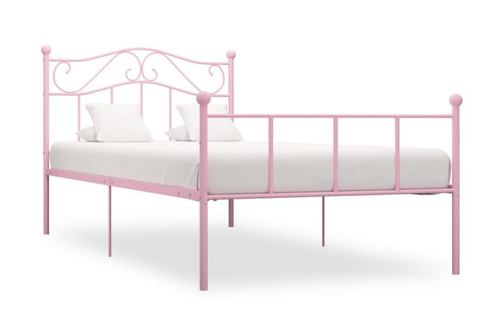 Sängram rosa metall 100x200 cm - Rosa - Möbler - Säng - Sängram & sängstomme