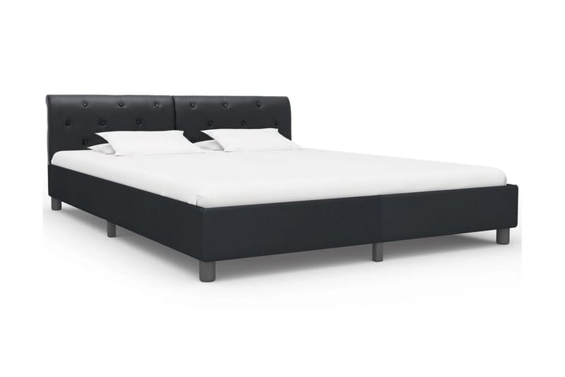 Sängram svart konstläder 160x200 cm - Svart - Möbler - Säng - Sängram & sängstomme