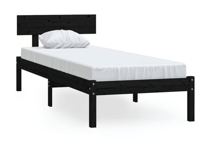Sängram svart massiv furu 90x190 cm - Svart - Möbler - Säng - Sängram & sängstomme