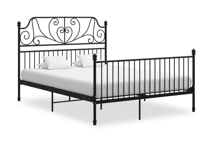 Sängram svart metall och plywood 140x200 cm - Svart - Möbler - Säng - Sängram & sängstomme