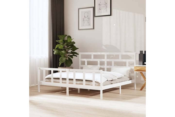 Sängram vit massivt furu 200x200 cm - Vit - Möbler - Säng - Sängram & sängstomme