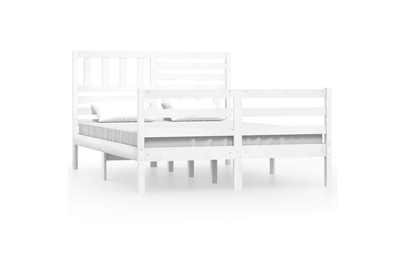 Sängram vit massivt trä 150x200 cm - Vit - Möbler - Säng - Sängram & sängstomme