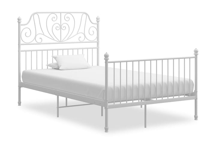 Sängram vit metall och plywood 120x200 cm - Vit - Möbler - Säng - Sängram & sängstomme