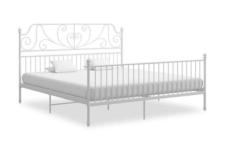 Sängram vit metall och plywood 180x200 cm - Vit - Möbler - Säng - Sängram & sängstomme