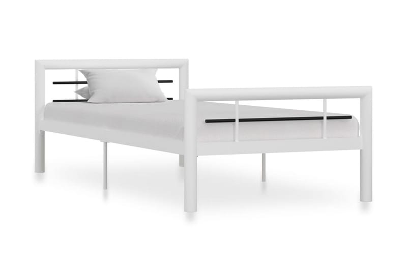 Sängram vit och svart metall 90x200 cm - Vit - Möbler - Säng - Sängram & sängstomme