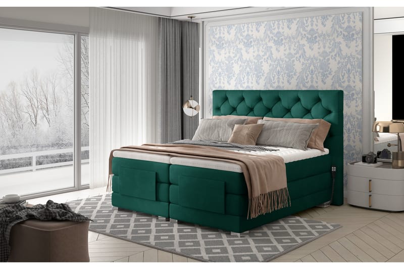 Sängpaket Trifolia Kontinentalsäng 140x200 cm Ställbar - Grön - Möbler - Sängar - Ställbara sängar