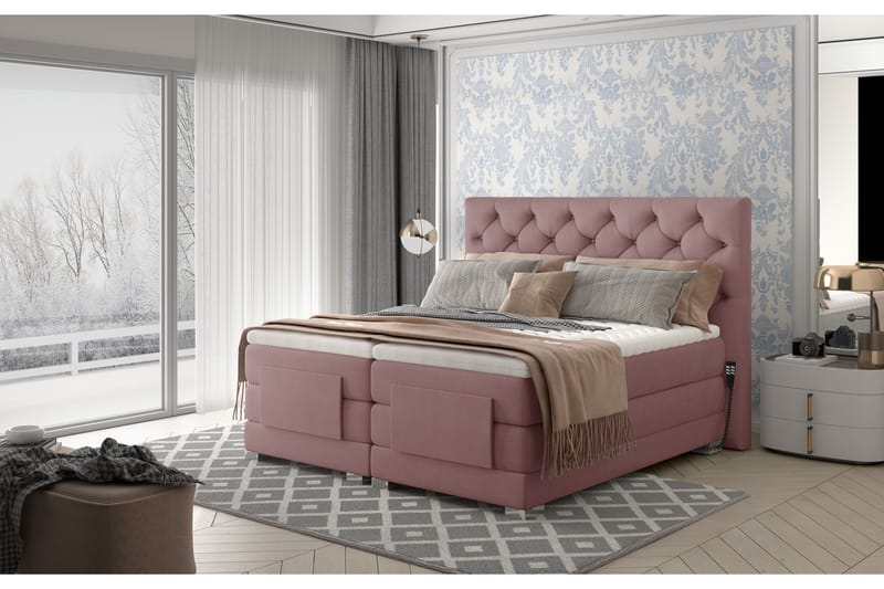 Sängpaket Trifolia Kontinentalsäng 140x200 cm Ställbar - Ljusrosa - Möbler - Sängar - Ställbara sängar