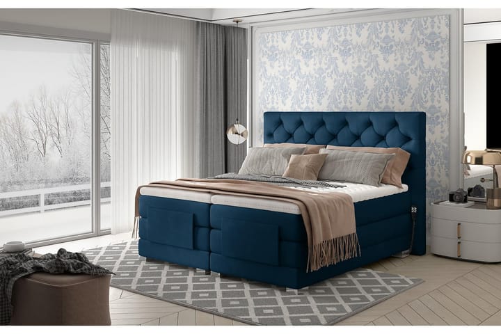 Sängpaket Trifolia Kontinentalsäng 160x200 cm Ställbar - Blå - Möbler - Säng - Ställbar säng
