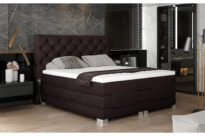 Sängpaket Trifolia Kontinentalsäng 160x200 cm Ställbar - Brun - Möbler - Säng - Ställbar säng