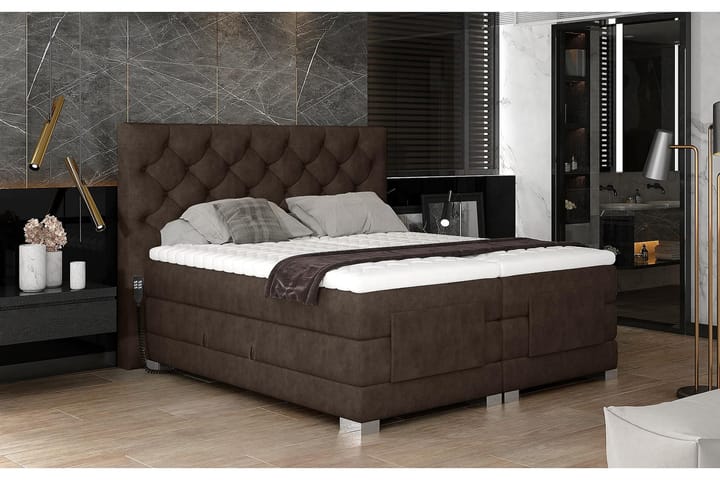 Sängpaket Trifolia Kontinentalsäng 160x200 cm Ställbar - Brun - Möbler - Säng - Ställbar säng