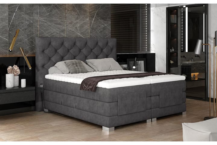 Sängpaket Trifolia Kontinentalsäng 160x200 cm Ställbar - Grå - Möbler - Säng - Ställbar säng