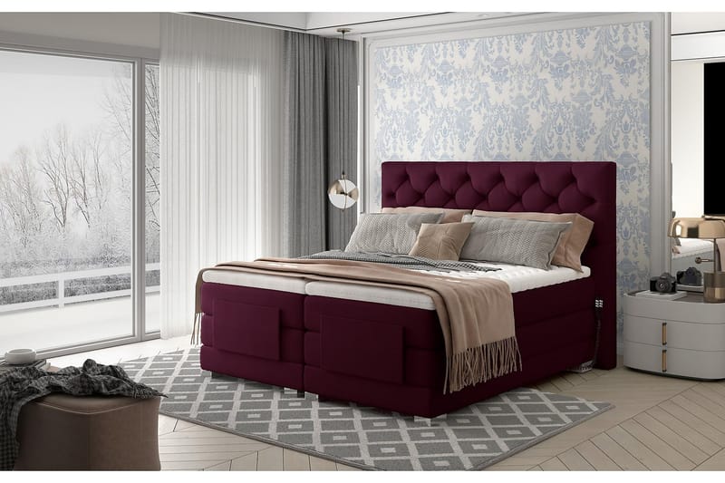 Sängpaket Trifolia Kontinentalsäng 160x200 cm Ställbar - Lila - Möbler - Säng - Ställbar säng