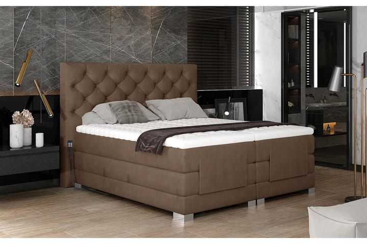Sängpaket Trifolia Kontinentalsäng 160x200 cm Ställbar - Ljusbrun - Möbler - Säng - Ställbar säng