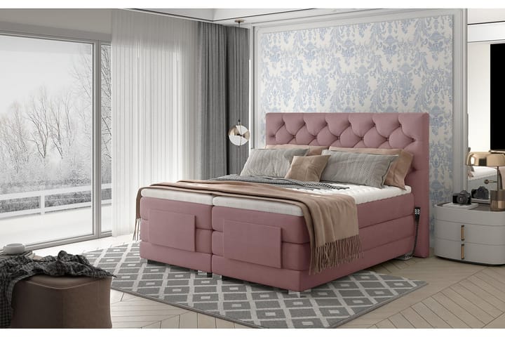 Sängpaket Trifolia Kontinentalsäng 160x200 cm Ställbar - Ljusrosa - Möbler - Säng - Ställbar säng